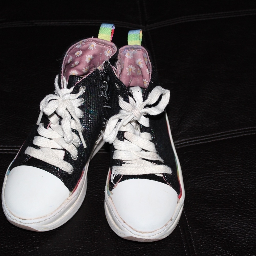 NYC MADDEN KIDS SIZE 13 STACKED HIGH TOP GLITTER SHOES